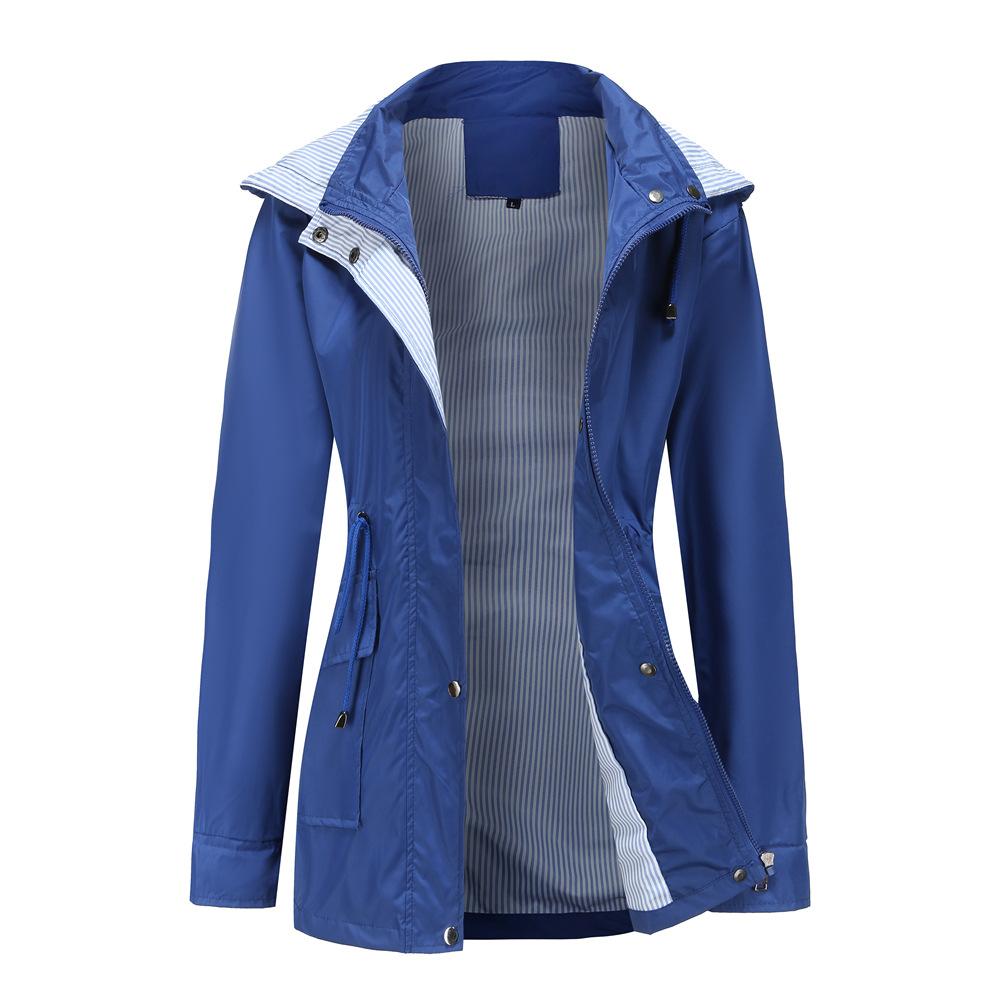 Neue Windjacke für Damen mit abnehmbarer Kapuze für Herbst und Winter in großen Größen