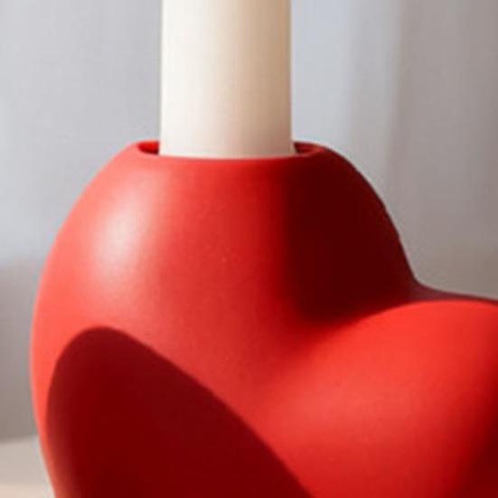 Roter herzförmiger Kerzenhalter Romantischer Kerzenhalter aus Keramik für Hochzeitsfeier Esstisch-Mittelstück