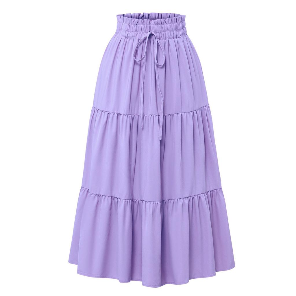 Retro Long Skirts with Pockets Women Spring Summer Holiday Casual Elastic High Waist Lace-up Loose Skirts Bohemian A-line Elegant Skirt