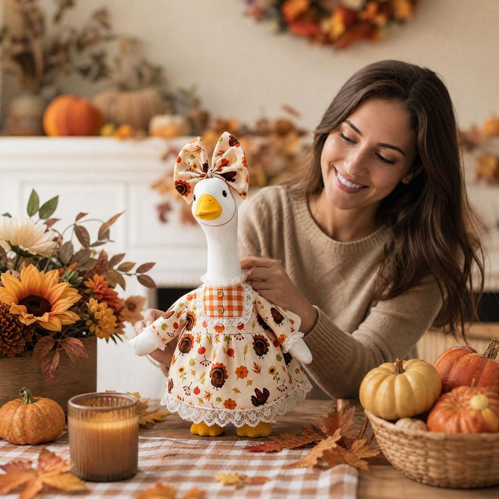 Porch Clothing Floral Turkey Outfit Set for Thanksgiving Yard Decor Holiday Costume for Outdoor Statue