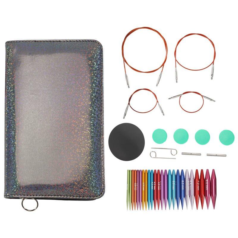Multifunction Mini 5.5Cm Aluminum Circular Knitting Needles Set 3-8Mm Weaving Tools Removable Ring Needle Set Sewing