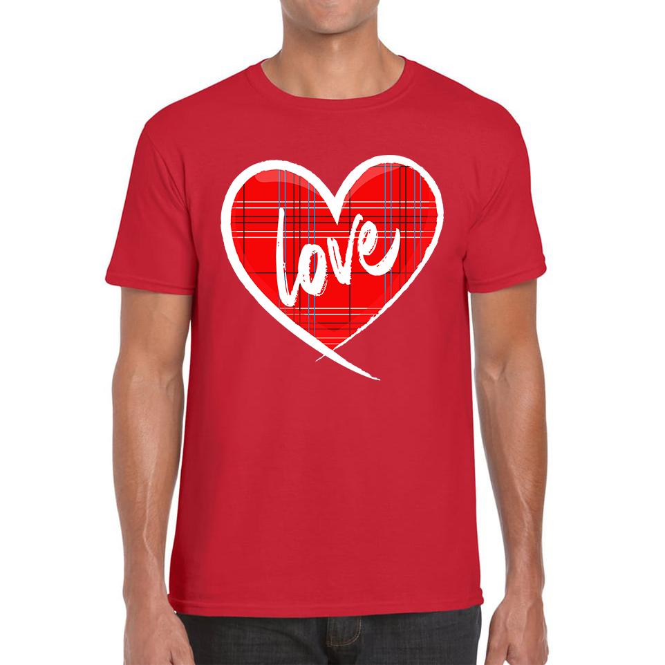 Hand Drawn Love Heart Happy Valentine's Day Lover Heart Mens Tee Top