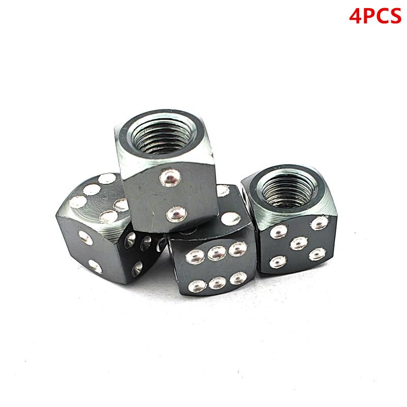 4Pcs Aluminum Alloy Tire Valve Caps Dice Wheel Stem Tyre Tire Wheel Stem Air Valve Dust Cover For Car Truck Motorcycle Bike