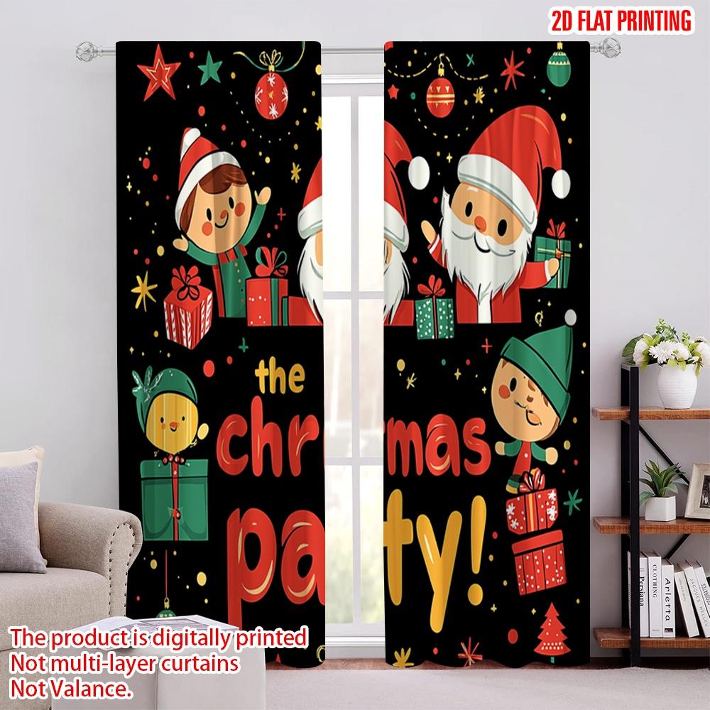 

2pcs,2D plane printing Curtain Fabric Christmas Party Fun Santas (3) Polyester (without rod) Holiday Use for Living Room & 52.50 × 116.00 cm 2 pcs