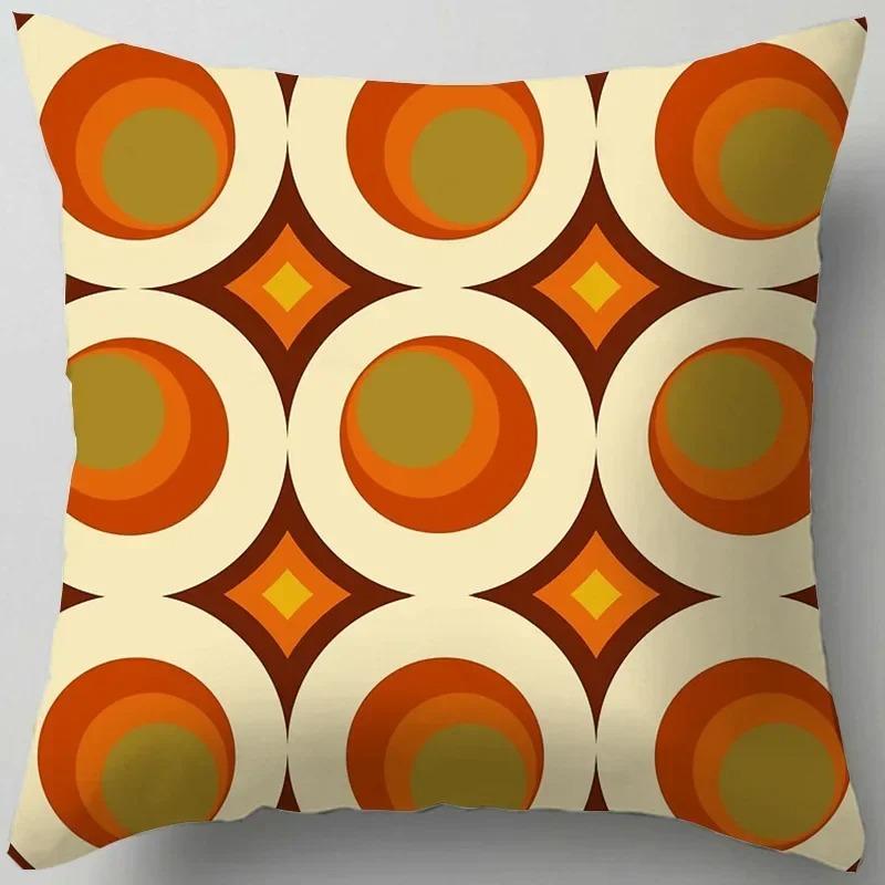 Housse De Coussin Pour Canapé, Décoration Moderne Pour La Maison, Salon, Bureau, Taie D'oreiller Géométrique Orange