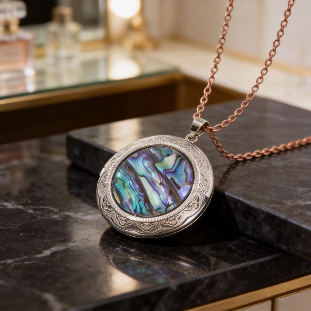 Copper Abalone Shell Pendant Necklace With Minimalist Design For Summer Jewelry Collection