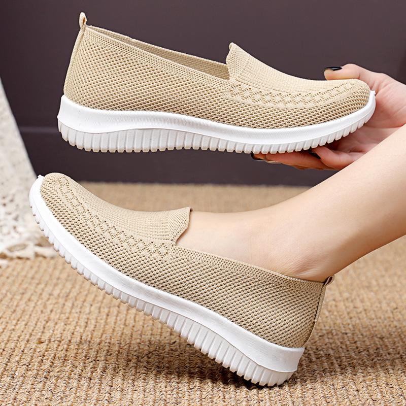Women Loafers Flat Shoes Comfortable Knitted Cotton Slip-ons Luxury Shoes Women Ballet Shoes Women Shoes Senior Shoe Fashionable