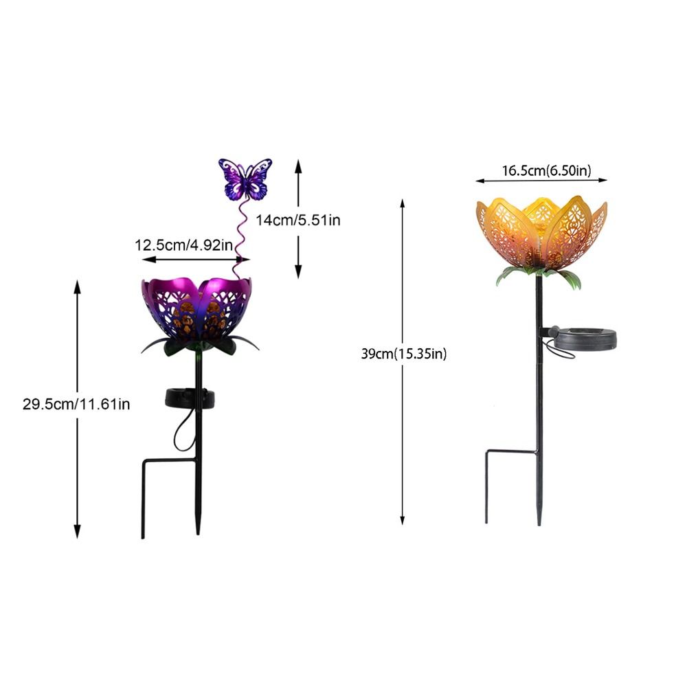 Lotus Shaped Solar Powered Lamp Hollow Out Design Waterproof Garden Decoration Lamp LED Flower Iron Ground Plug