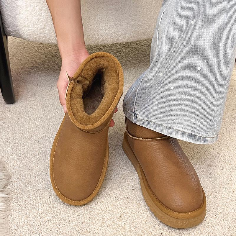 Support winter men s platform snow boots with fleece thickened cotton boots non-slip snowproof warm shoes 40