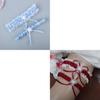2Pcs Trimmed Lace Bowknot Bridal Garters Set for Engagement Party Accessory Gift