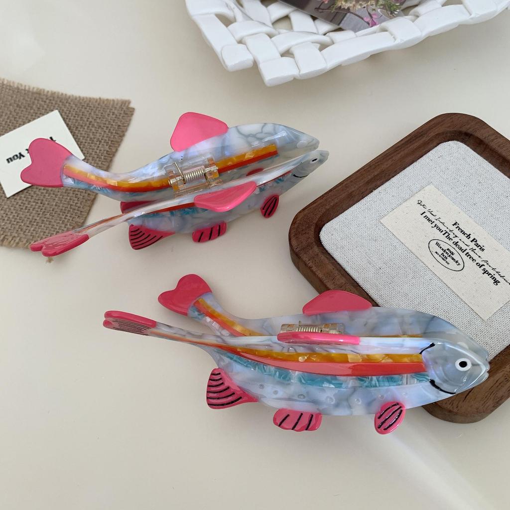 YHJ Sea Animal Acetate Shark Hair Clip - Small Fish Updo Claw Hair Accessory