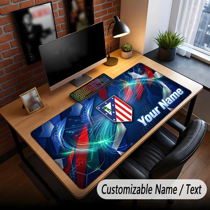 Großes Mauspade Atletico Madrid FC Aufdruck Benutzerdefinierter Name Text Schreibtischunterlage für Büro Gaming