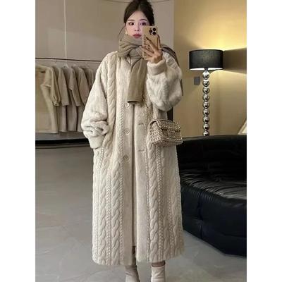 Thick Knitted Loose Coat Women's Coat Full Sleeve Single Breasted Women's Warm Long Cardigan Sweater Winter Mink Coat