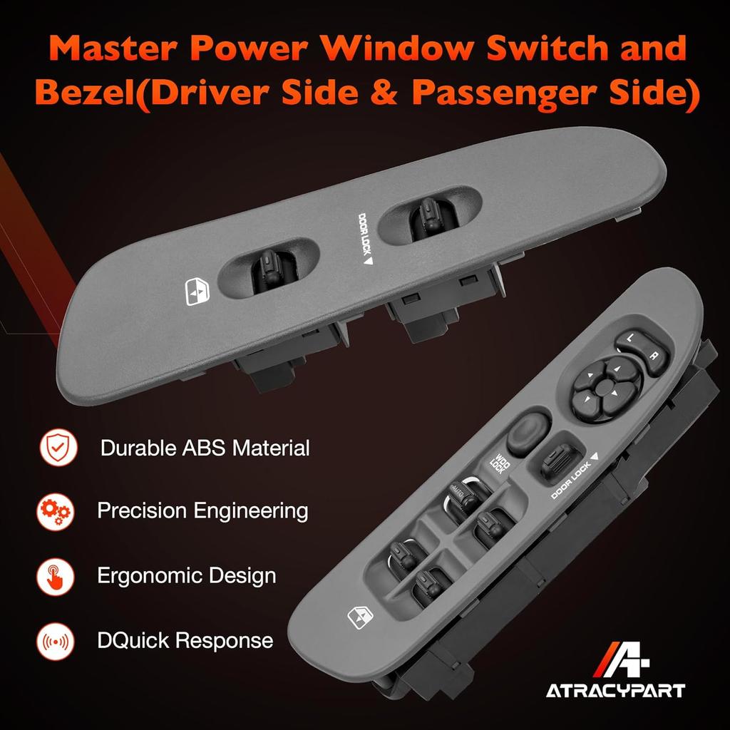 56049805AB Master Power Window Switch And Bezel(Driver & Passenger Side) Compatible With 2002-2009 Dodge Ram1500 2500 3500,2001-2004 Dodge