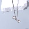 Titanium Steel Fitness Series Pendants Dumbbell Sports Necklace  Friends Birthday Gift