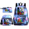 Sprunki Student Starry Sky School Bag Three-piece Rhythm Box Teen Backpack Men's and Women's Casual L