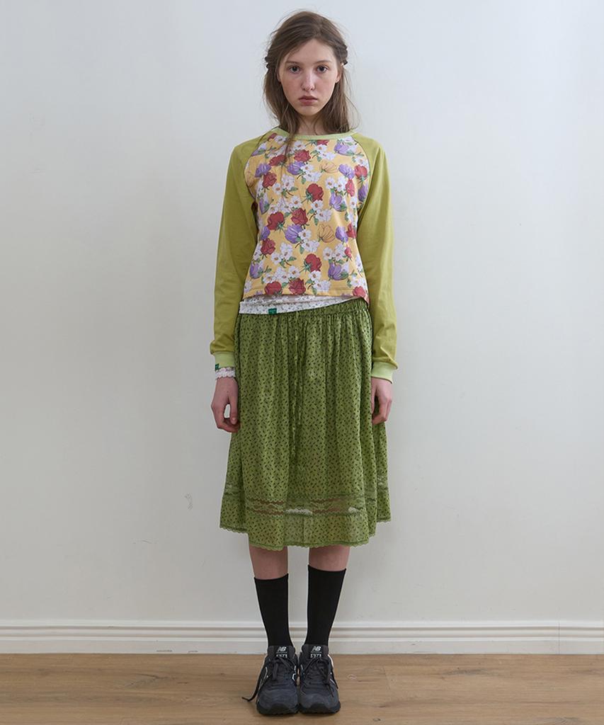 Nokeontencheu 326. Garden Midi Skirt _ Leaf Green