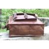 Handmade Genuine Goat Leather Rolling Top Backpack Rucksack Travel Bikers Bag
