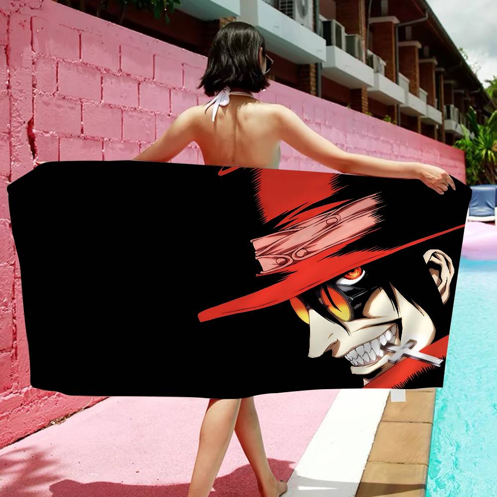Anime H-Hellsing Mikrofaser Bedrucktes Strandtuch Bergsteigen Yoga Strand Schwimmen Laufen Saugfähiges Weiches Handtuch