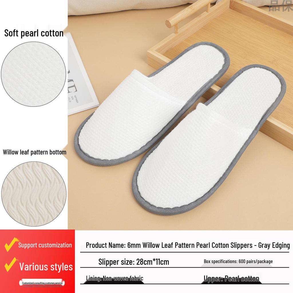 Luxusní pratelné protiskluzové pantofle z perlové bavlny pro hotelové a domácí hosty