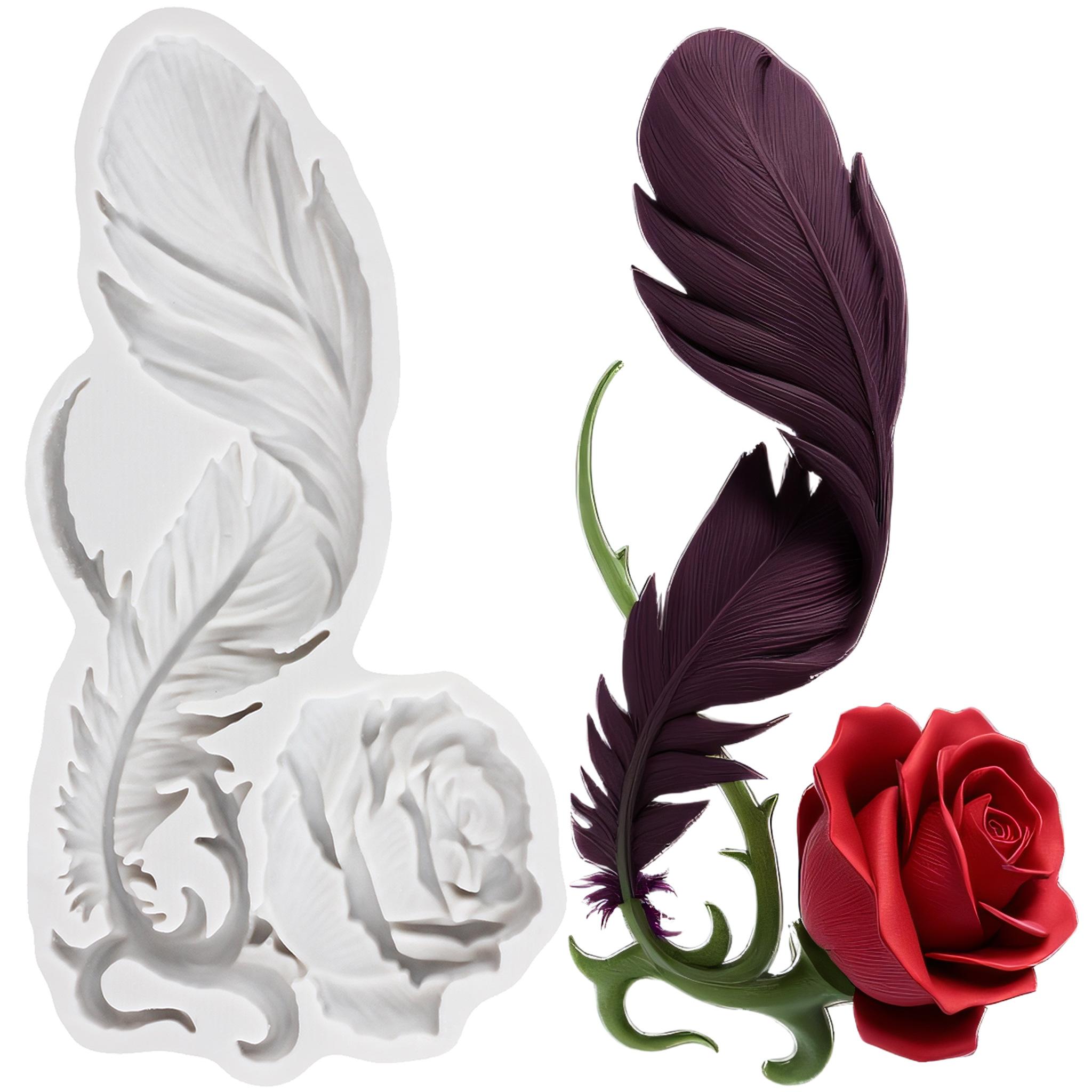 

Перьевая силиконовая форма Роза Цветок Формы для мастики Инструменты для украшения торта Тематический торт Десерт Украшенный Шоколадная форма для конфет серый