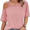 Women's Clothing European and American Cross-Border Summer New Loose Casual One-Shoulder Off-The-Shoulder Loose Short-Sleeved Women's T-Shirt