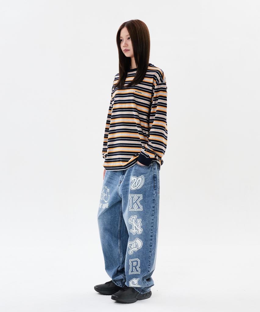 WKNDRS Multi Stripe Ls T-Shirt (Navy)