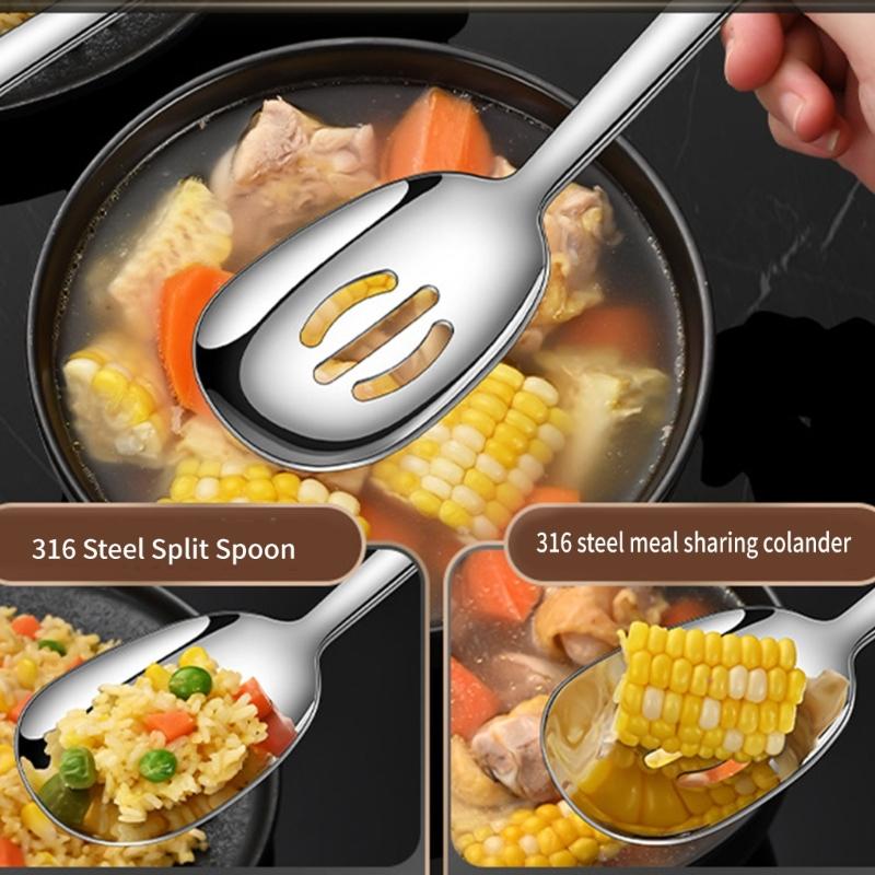 4 Pack Multifunctional Kitchen Utensils Kitchen Serving Spoon 304Stainless Steel Kitchen Cutlery for Kitchen Cooking