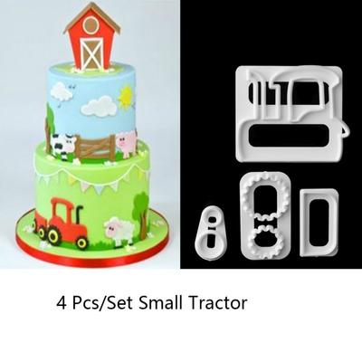 Nauji 4 vnt mažo traktoriaus plastikinio fondant pjaustytuvo torto formelės fondant keksiukų dekoravimo įrankiai