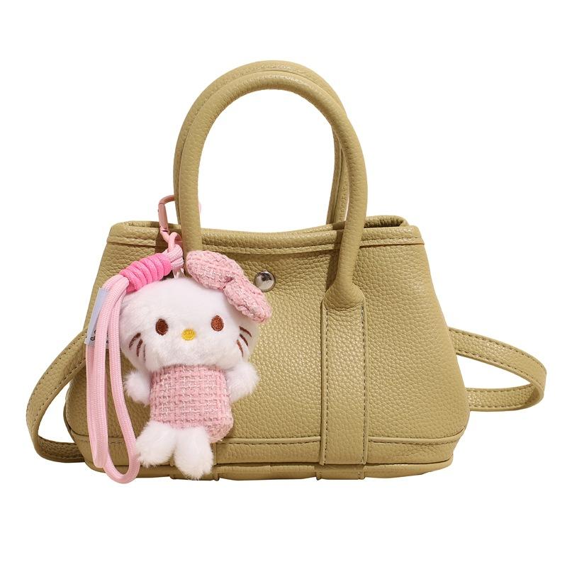 Korean Niche Dopamine Lychee Pattern Portable Bucket Bag Casual Simple Versatile Temperament Commuter Messenger Women's Bag
