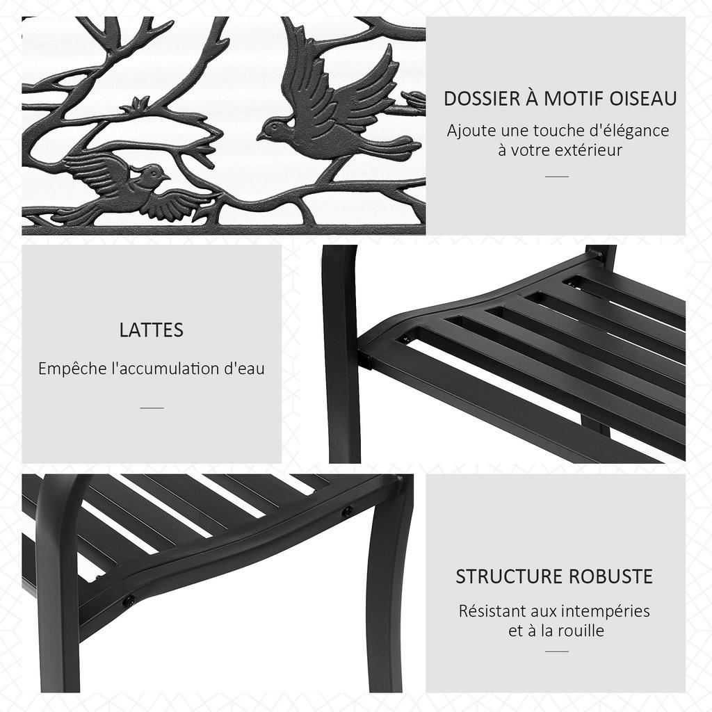 3-Seater Garden Bench Outdoor Garden Bench Rural Chic Style for Balcony Terrace Patio 127 x 60 x 85 cm