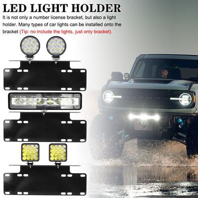 LED Bar Çalışma Işığı Ön Tampon Plakalık Plaka Lambası Braketi Evrensel Araba Lisans Montajı Montaj
