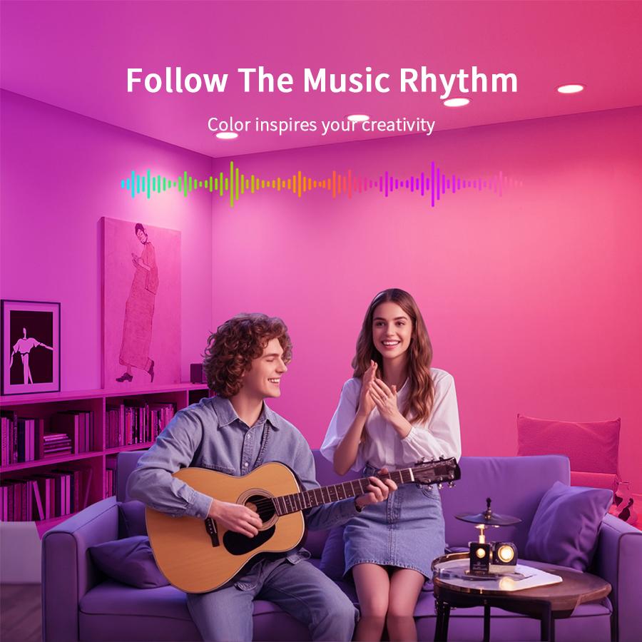 Wifi Bluetooth Led Downlight Smart Can Ceiling Light Works with Alexa Google Yandex Voice Dimmable 5W 75-105mm 2.5inch 100-240V