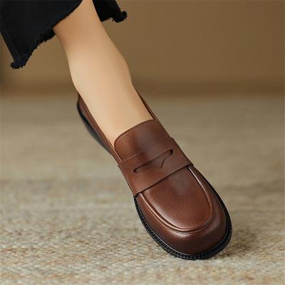 Fashion Summer Split Leather Women Shoes Round Toe Women Pumps Low Heel Loafers Shoes for Women Concise Ladies Shoes Zapatos De Mujer