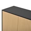 Credenza Mobile Porta Scarpe Scanalato Verticalmente 4 Ante a Battente Ripiani Regolabili in Altezza Struttura Nera Ingresso Sala da Pranzo Soggiorno Mobile Contenitore
