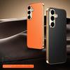 For Samsung Galaxy S25 S25 Plus S25 Ultra Electroplated Litchi Texture Full-Coverage Lens Protection Anti-Fingerprint Phone Case