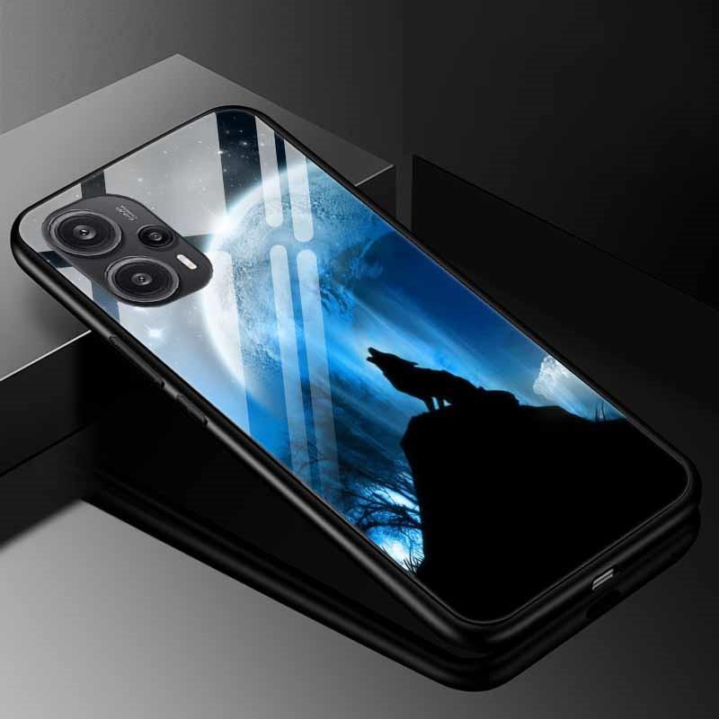 Tempered Glass Phone Case For Xiaomi Poco F5 5G F5Pro Cover Poco F5 Pro Redmi Note 12S 12C 12 4G Luxury Hard Back Bumper PocoF5