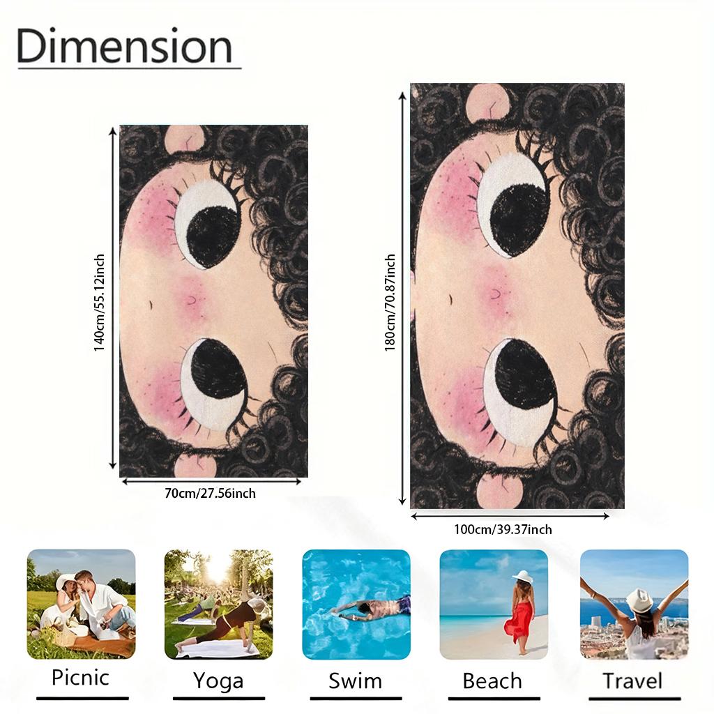 1pc Cartoon Anime Girl Beach Towel Large Quick-drying Towel Suitable for Beach Yoga Pool Gym Sport Towel Summer Gift for Friends