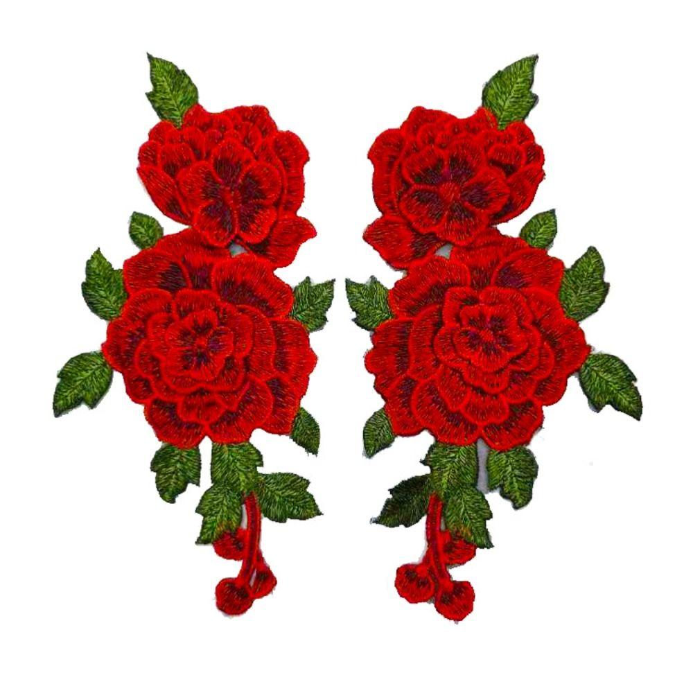 24*12CM Rose Flower Patch Red Floral Patches  Dress Hat Bag Jeans Applique