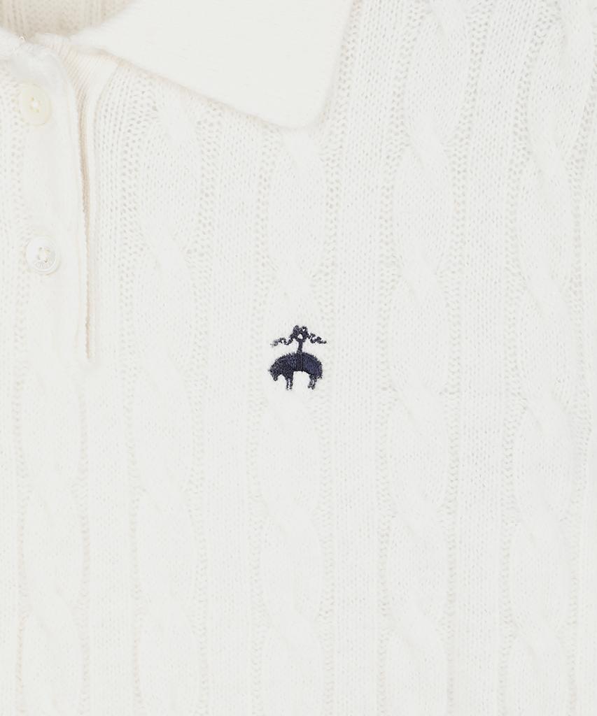 BROOKS BROTHERS [Women'S] Wool Cable Polo Sweater (Ivory) (Bbwtwb0002Bef)