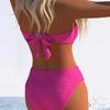 1011 New European and American Style Tube Top Bikini High Waist Belly Metal Ring Split Swimsuit Women's Popular Swimsuit