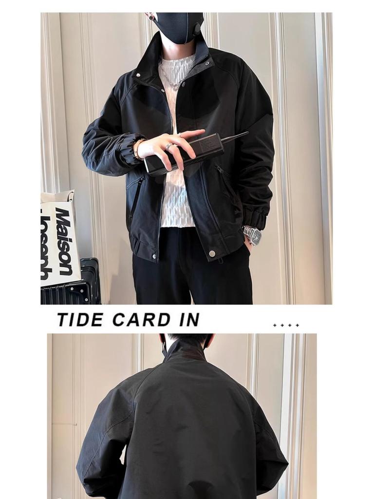 Męska Kurtka Streetwear Wysokiej Jakości na Wiosnę/Jesień – Modna, Luźny Krój, Stylowa Odzież Wierzchnia