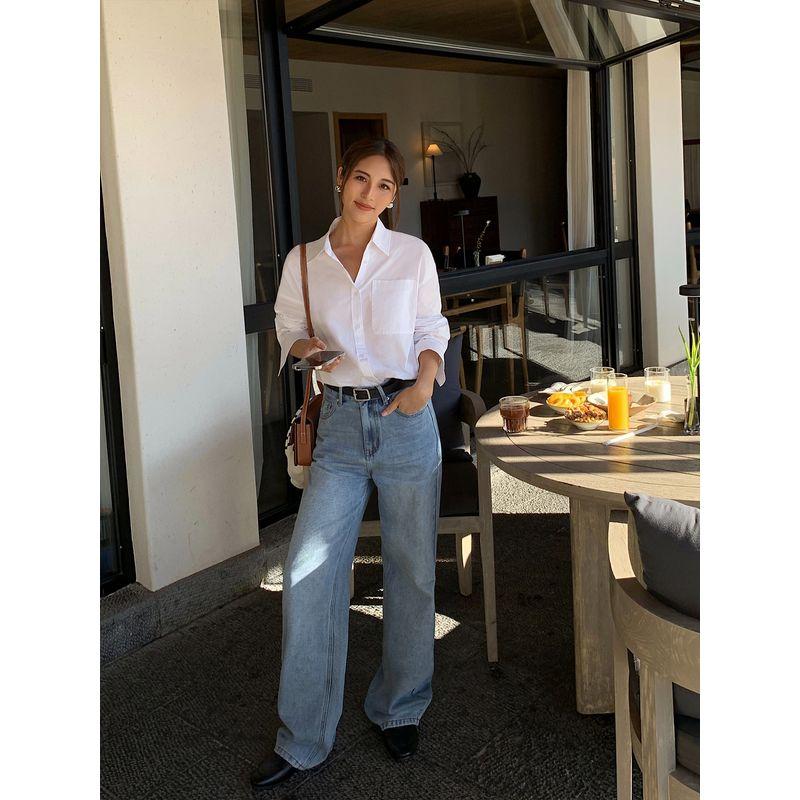 

BF Neva White Свободная рубашка с длинным рукавом в корейском стиле White In Stock S