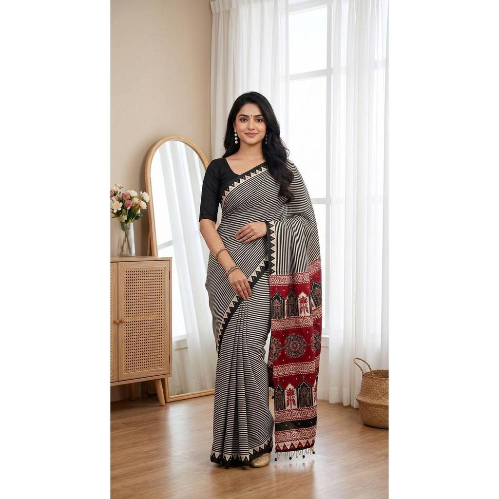New Super Hit Ajrakh Print Saree Collection