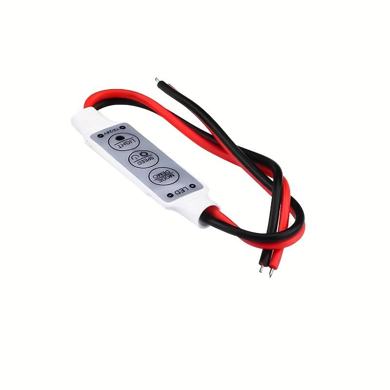 3-button Mini Monochrome Strobe Controller for LED Strip Lights, LED Light Strings, Manual Online Dimmer
