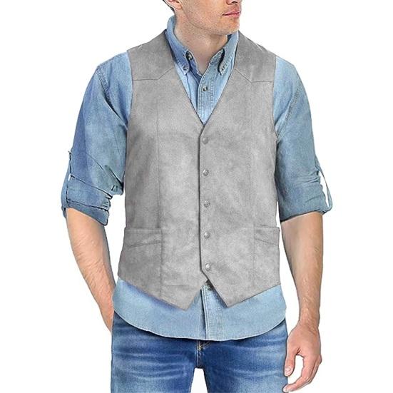 Men Suit Vest V-Neck Sleeveless Single Breasted Slim Fit Waistcoat with Pockets Solid Color Formal Business Vest Coat