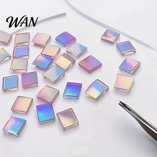 Jewelry Making Acrylic Accents Mini Iridescent Squares, Translucent Rainbow Pieces, 2cm 3cm Holographic High Transparency Squares Tiles for
