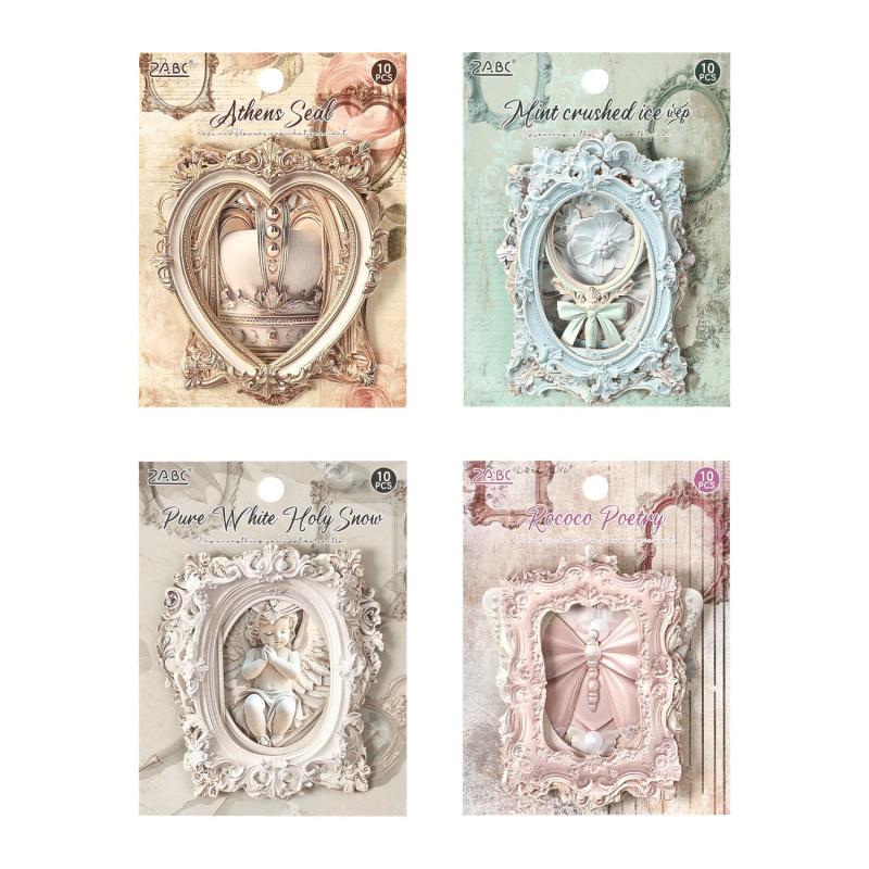 10 Sheets Vintage Hollow Border Decorative Card, Retro Design, for Journal & Scrapbooking Decoration