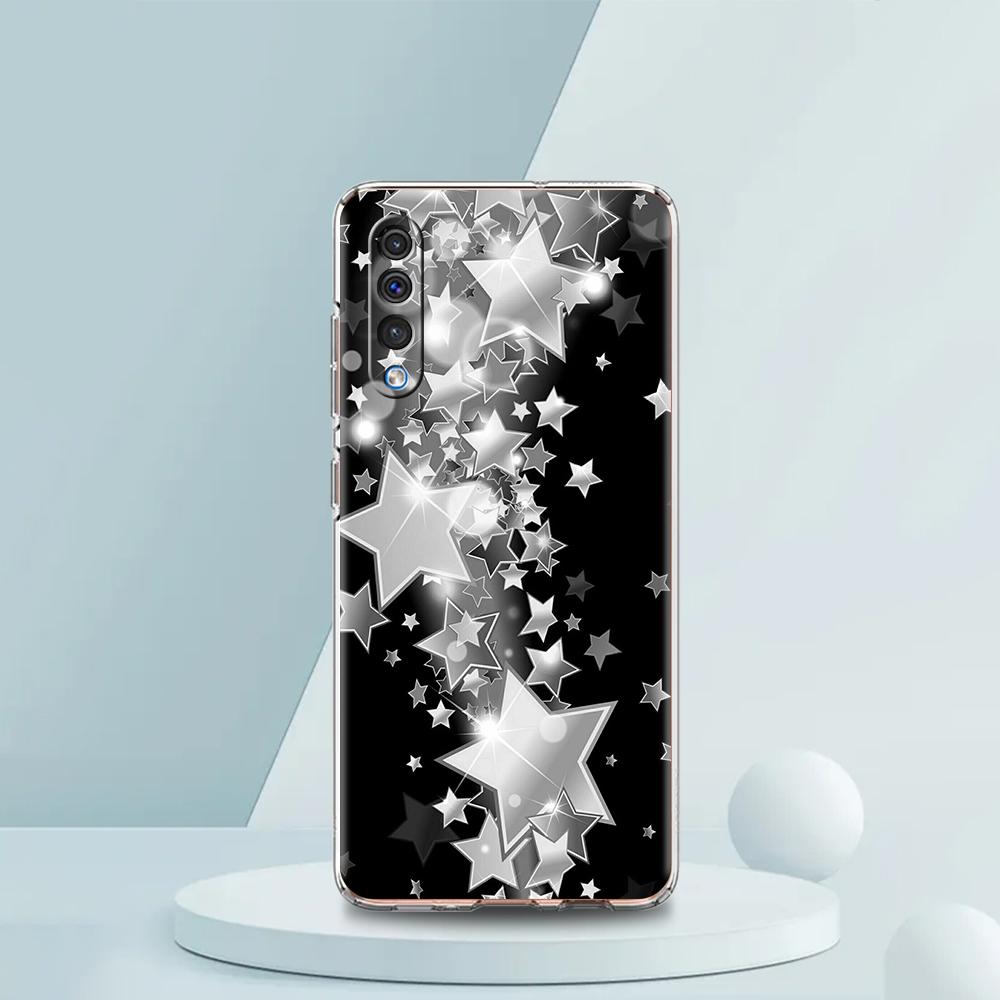 

Прозрачный чехол для телефона для Samsung Galaxy A16 A14 A12 A22 A24 A42 A06 A20 A30 A40 Мягкий ТПУ Чехлы Серебристый Узор Пятиконечная Звезда for Samsung A10