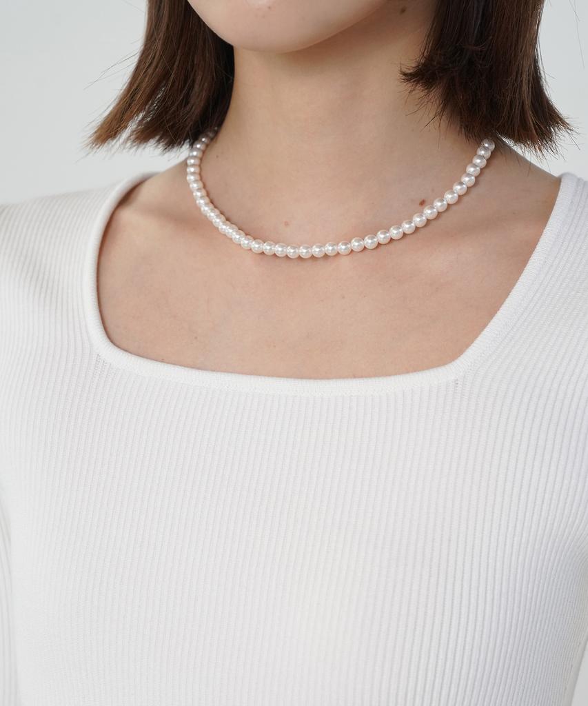 PELOTE Square Neck Knit Top (Ivory)